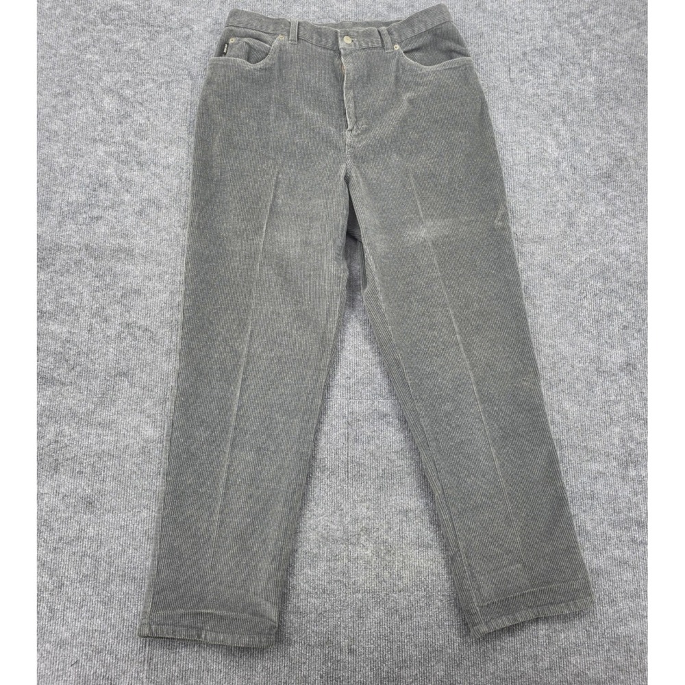 Lauren Ralph Lauren Gray Corduroy Straight Leg High Rise Pants Size 16 Stretch
